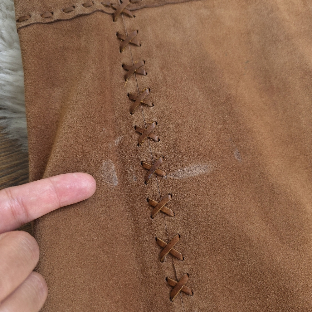 RARE Vintage Ralph Lauren Western Boho Suede Whip Stitch Tooled Leather Jacket - Picture 9 of 13